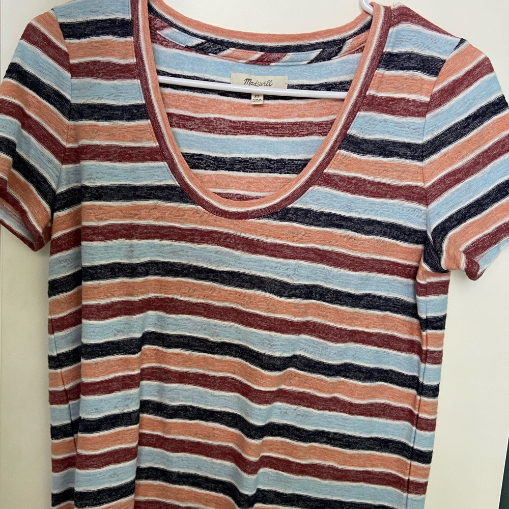 fun striped madewell shirt! size xs (fits sm/med)